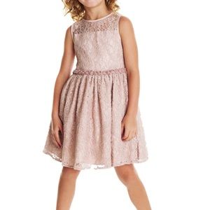 Girls Pippa & Julie Blush Lace & Pearl Dress sz6